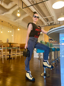RESCHIO combat boot on shoe Designer Jessica Bedard