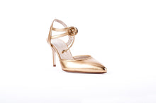 Load image into Gallery viewer, ELLE ANKLE TIE PUMP GOLD
