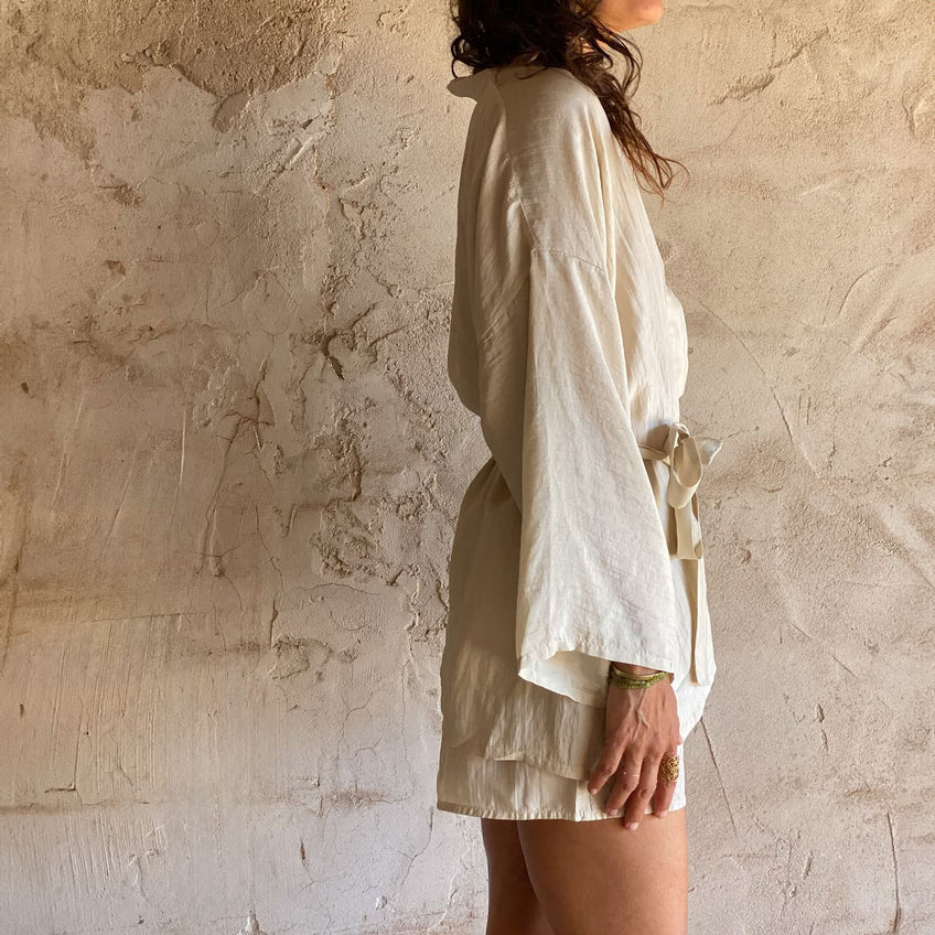 Silk Kimono | Naturel d'Ivoire