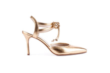 Load image into Gallery viewer, ELLE ANKLE TIE PUMP GOLD
