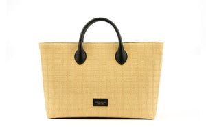 ELEONORE raffia and leather bag BY MAISON BEDARD