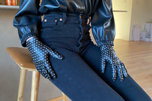 Load image into Gallery viewer, POLKA DOT LEATHER GLOVES BLACK &amp; WHITE
