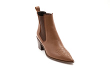 Load image into Gallery viewer, Maison Bedard leather ankle cowboy boot brown
