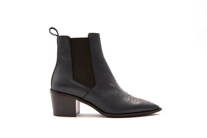 Maison Bedard leather ankle cowboy boot navy